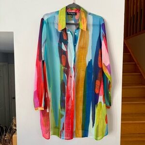 🇨🇦 Claire Desjardins by Carre Noir Abstract Art-to-Wear Tunic Blouse
